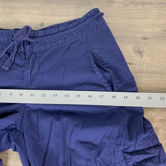 Norma Kamali Navy Wide Leg Cargo Cropped Pants Capri Size 4 Cotton W32 x L19 - Picture 4 of 8